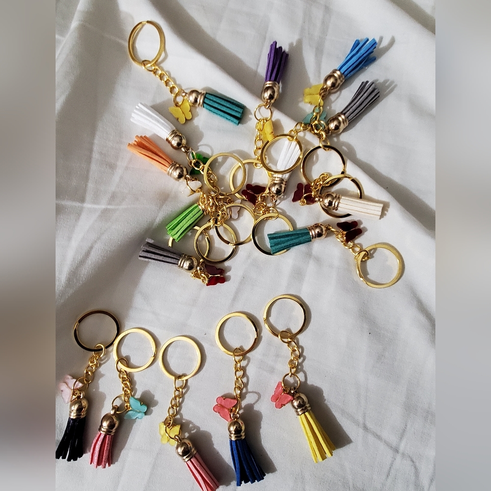 Free gift with order tassel Keychain butterfly handmade gold silver charms New ♥